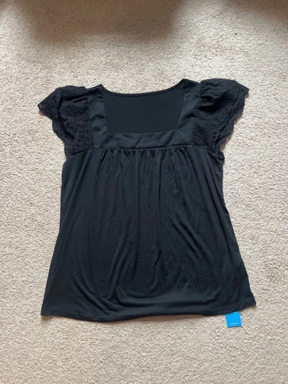 NWT Cupshe Square Neck‎ Blouse Lace Trim Sleeve Small